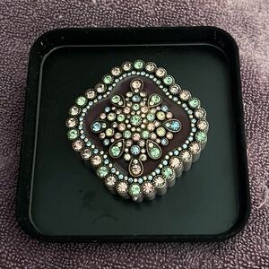Joan Rivers Green Blue Crystal Filigree Brooch